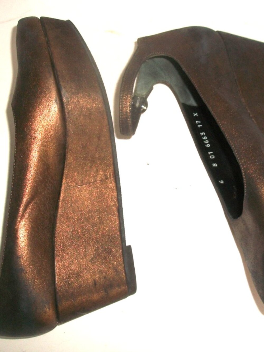 Robert Clergerie Paris Bronze Leather Ankle Strap Platform-Wedge Flats 6M ($555)
